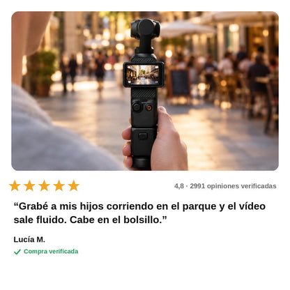 avis — Cámara Gimbal de Bolsillo con Estabilizador Integrado – Kit con Empuñadura y Mini Trípode