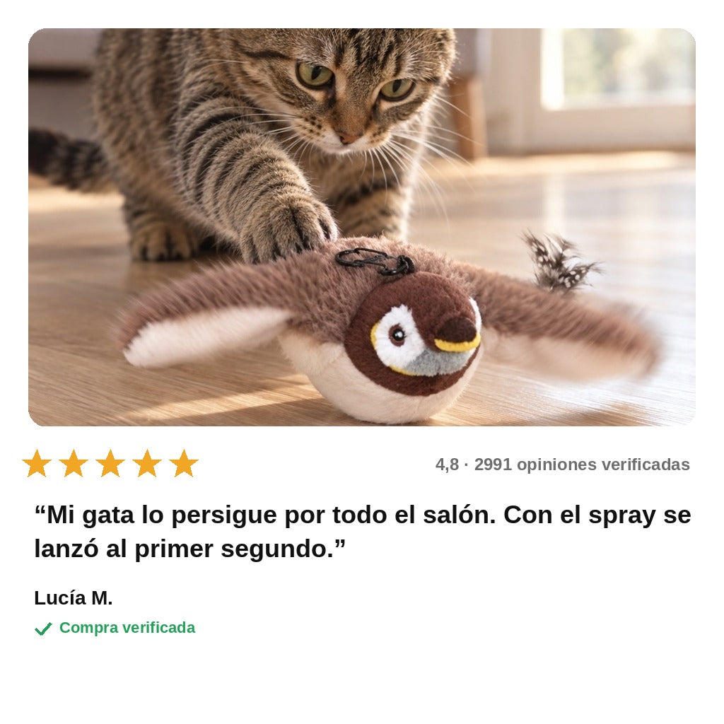 avis — Pájaro Interactivo para Gatos – Aletea y Pía al Tocarlo