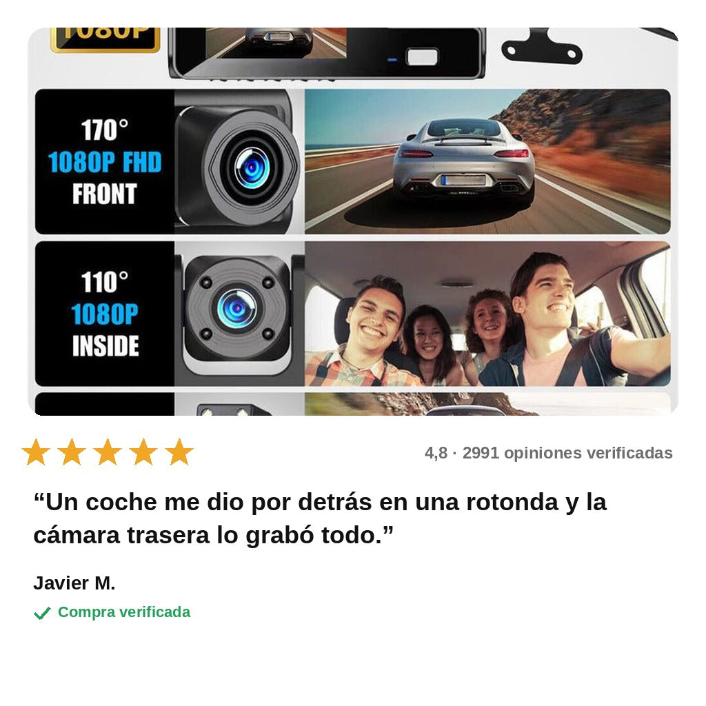 avis — Dashcam 1080P con pantalla de 2" y visión nocturna — hasta 3 cámaras