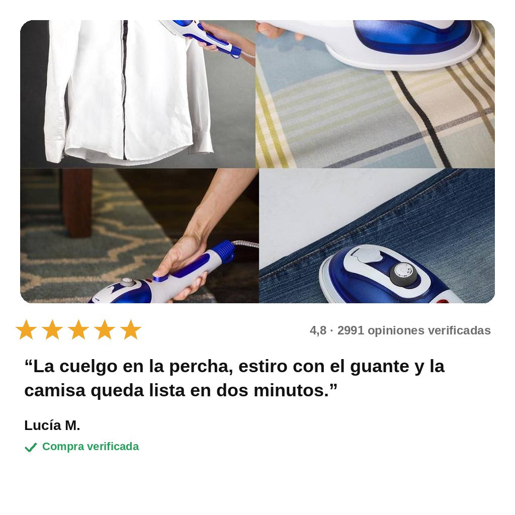 avis — Plancha de Vapor de Mano — Adiós arrugas en 30 segundos, sin tabla