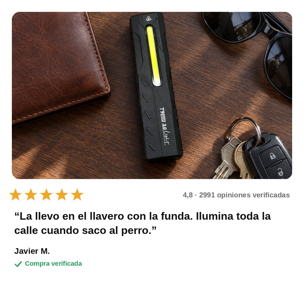 avis — Linterna LED EDC Recargable de Bolsillo – 1300 Lúmenes, Luz UV y Punto Rojo