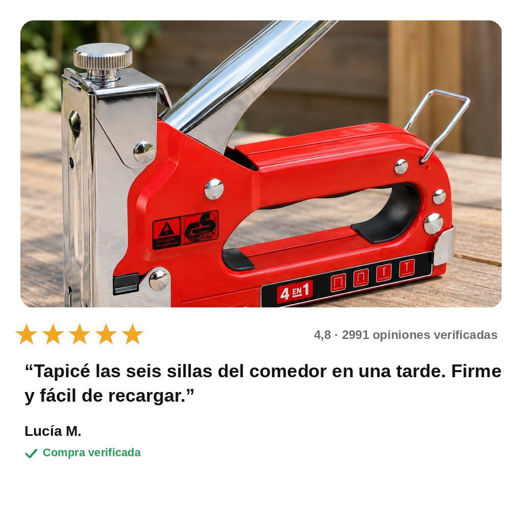 avis — Grapadora Manual 4 en 1 Pro – Madera, Tapicería y Bricolaje