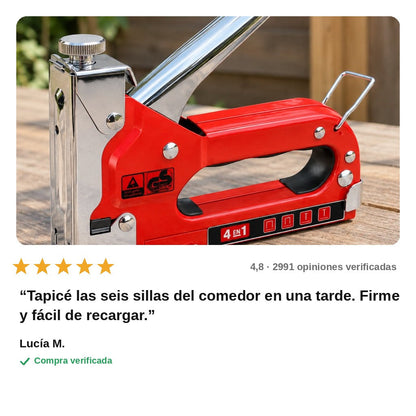 avis — Grapadora Manual 4 en 1 Pro – Madera, Tapicería y Bricolaje