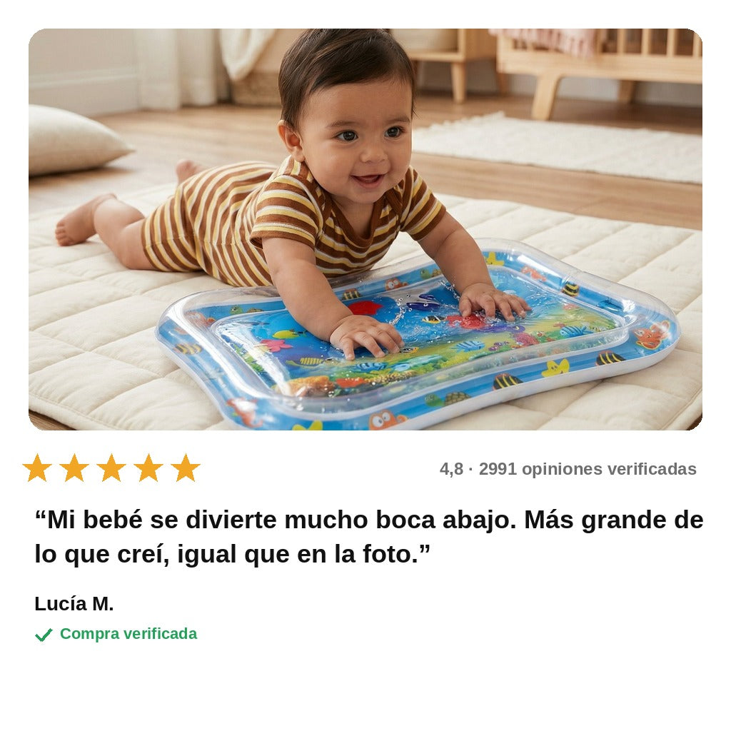avis — Alfombra de Agua Sensorial para Bebé – Juego Boca Abajo con Peces Flotantes