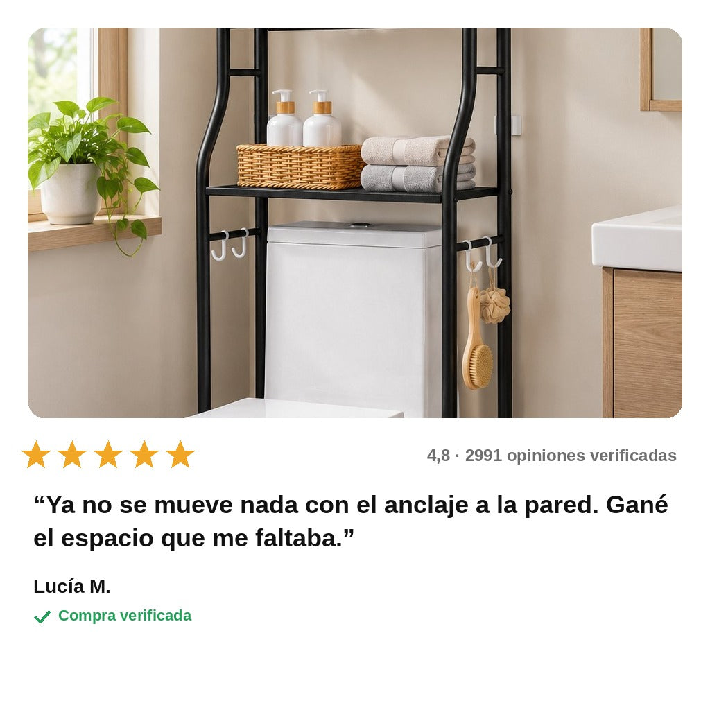 avis — Estantería sobre inodoro de 3 baldas con toallero