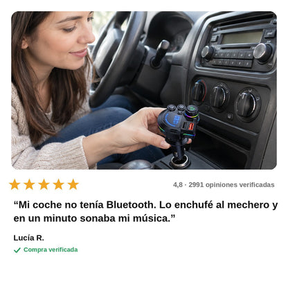 avis — Transmisor FM Bluetooth 5.3 para coche con carga rápida doble QC3.0 + PD 20W