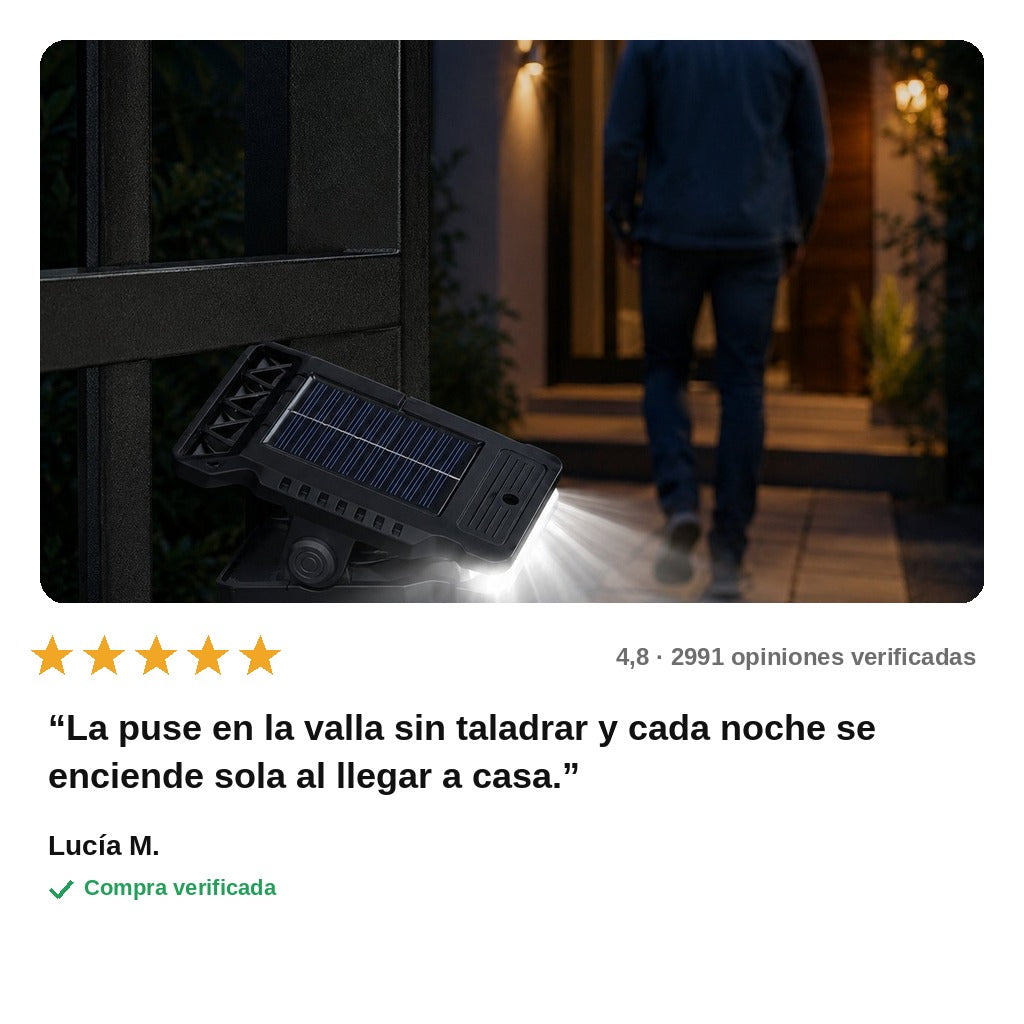 avis — SolClip™ – Lámpara Solar LED con Clip y Sensor de Movimiento, sin cables ni taladros