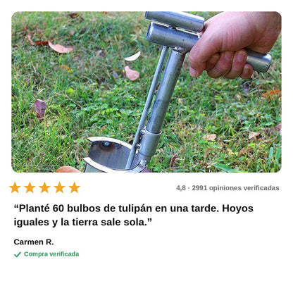 avis — Plantador de Bulbos y Trasplantador de Acero Inoxidable con Agarre en T