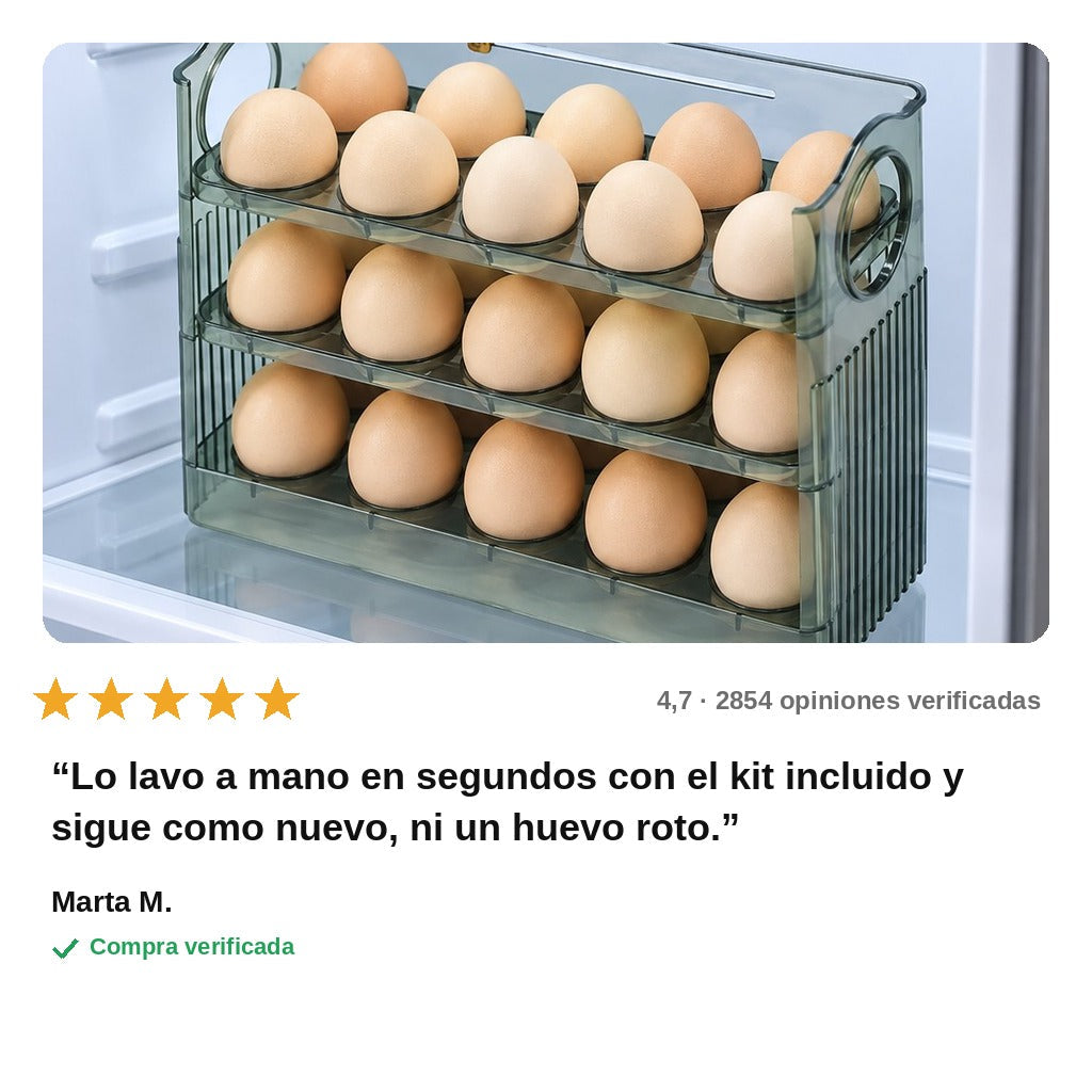 avis — OvoStack™ Organizador de Huevos Apilable — Pack de 2