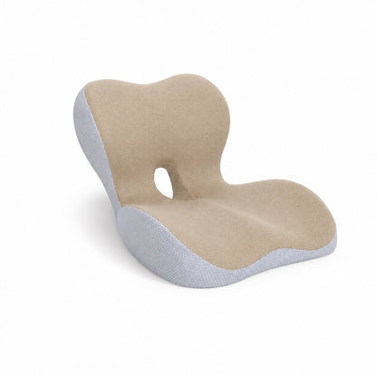 couleur Beige — Cojín Ergonómico con Respaldo Lumbar – Asiento y Respaldo de Espuma Viscoelástica en una Sola Pieza