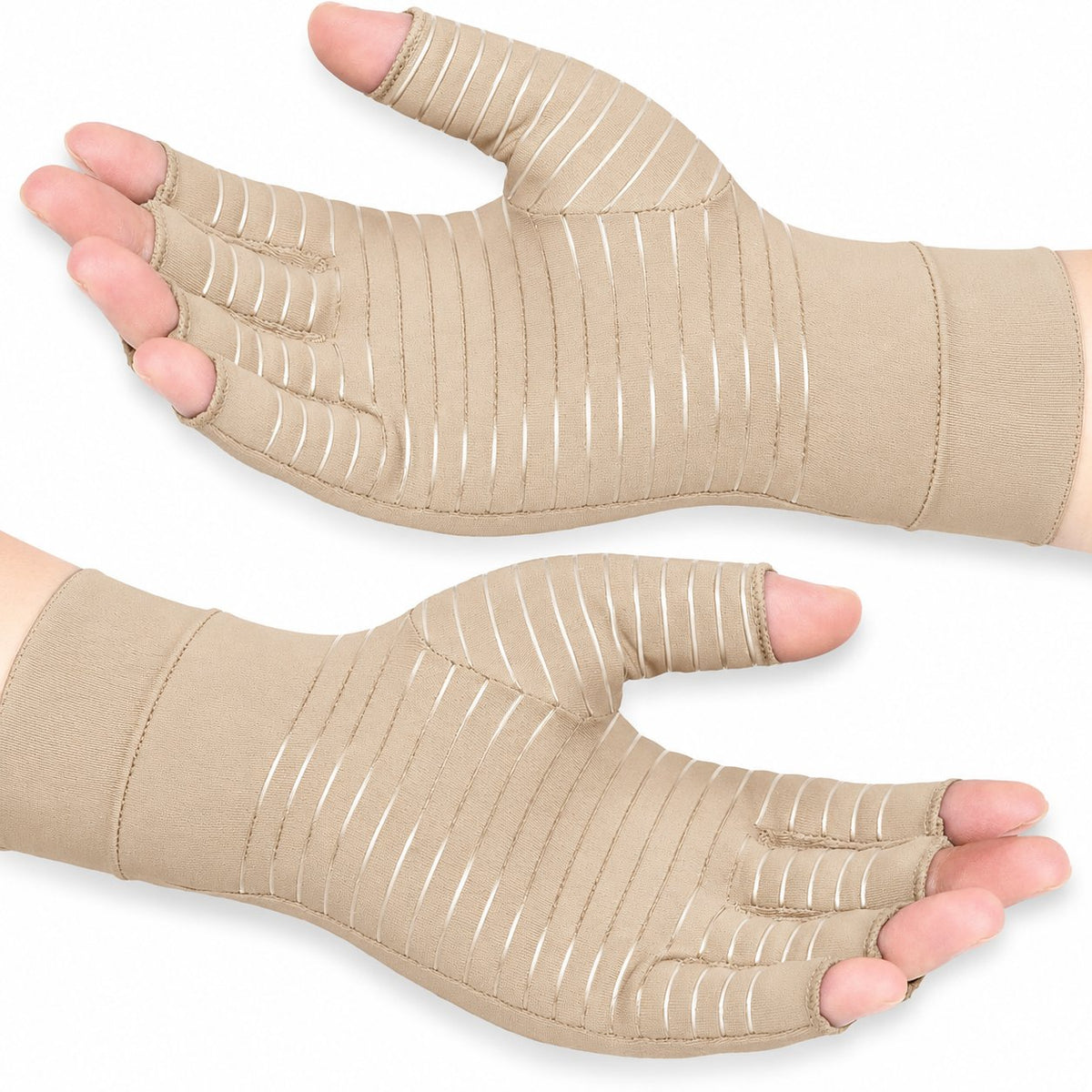 couleur Beige — ManoSuave™ – Guantes de Compresión sin Dedos (Par)