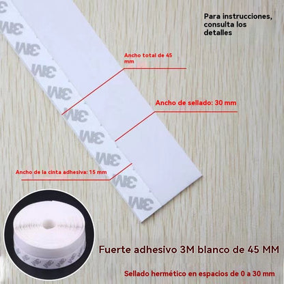 couleur Blanco — Burlete Adhesivo Bajo Puerta 45 mm × 5 m – Frena Corrientes de Aire y Polvo