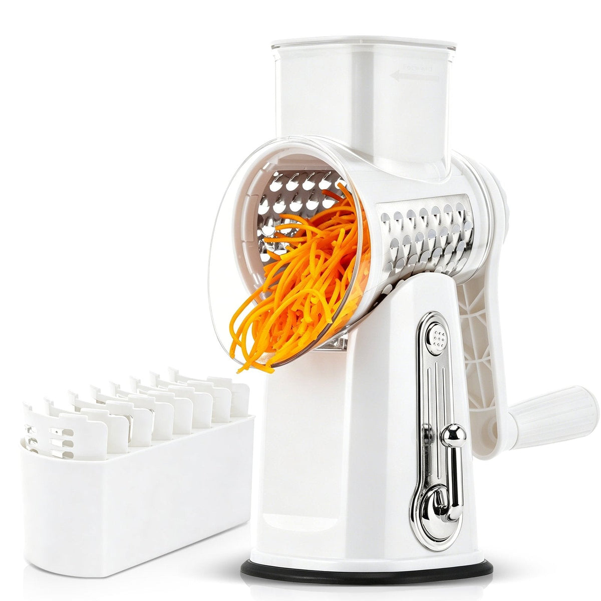 couleur Blanco — Rallador giratorio de manivela con 5 cuchillas de acero inoxidable