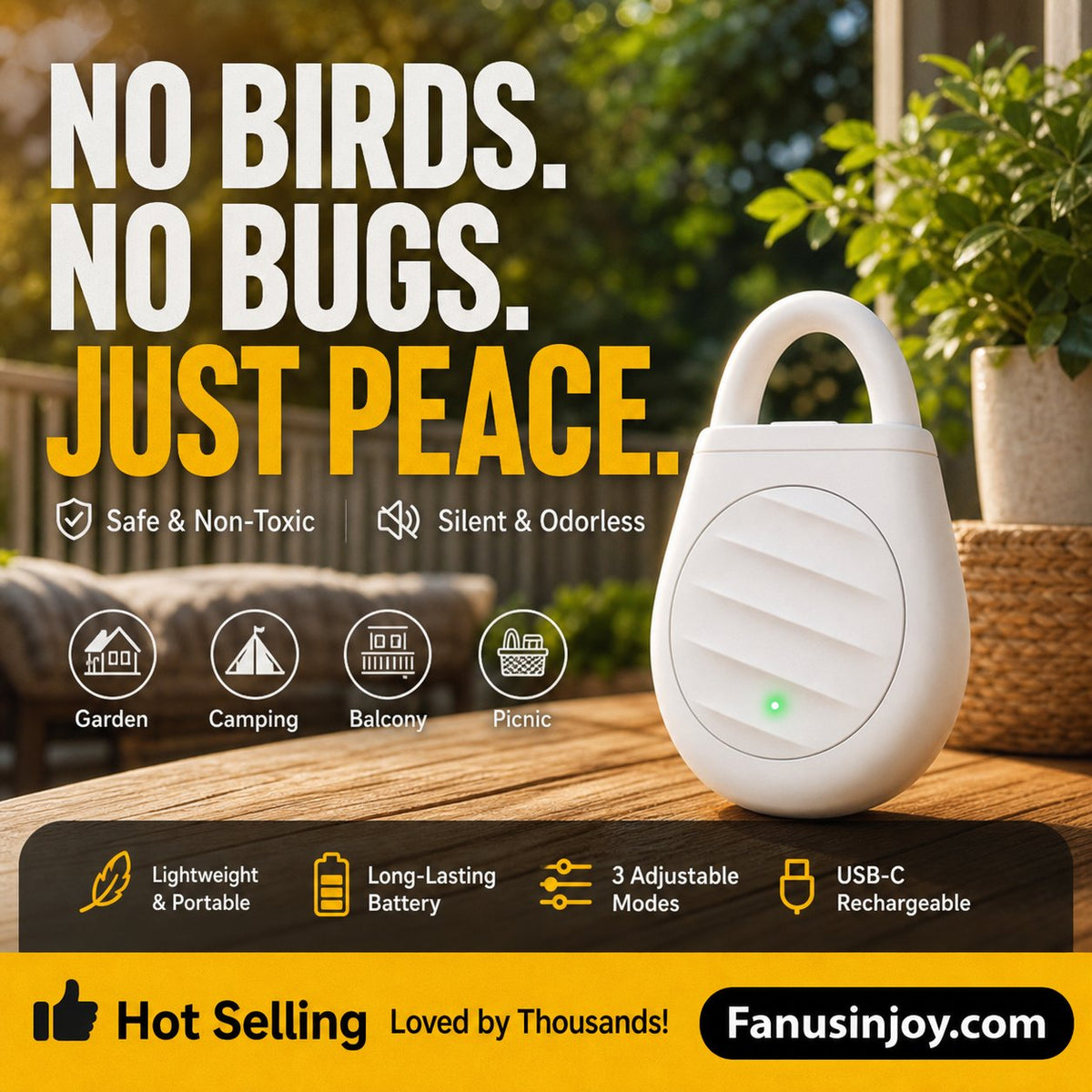couleur Blanco — AlaStop™ – Ahuyentador ultrasónico de aves portátil y recargable