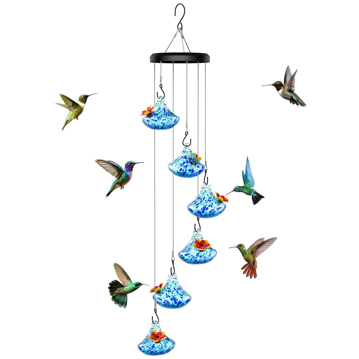 couleur Azul — Móvil Colgante de Cristal Soplado con 6 Bebederos