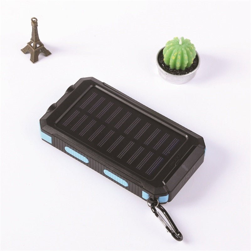 couleur Azul — SolarGo™ – Batería Externa Solar con Doble Linterna LED, Antigolpes y Mosquetón