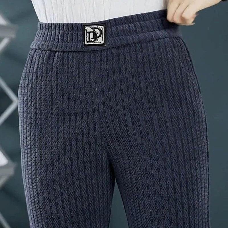 situation — Pantalón Ancho de Chenilla con Forro Polar – Cintura Alta Elástica