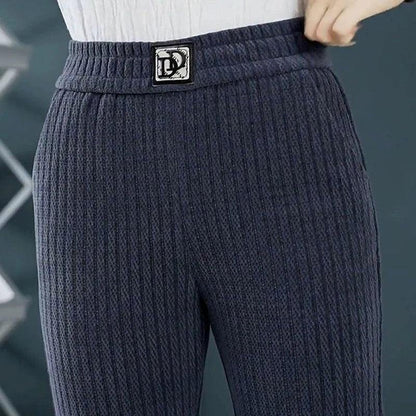 situation — Pantalón Ancho de Chenilla con Forro Polar – Cintura Alta Elástica