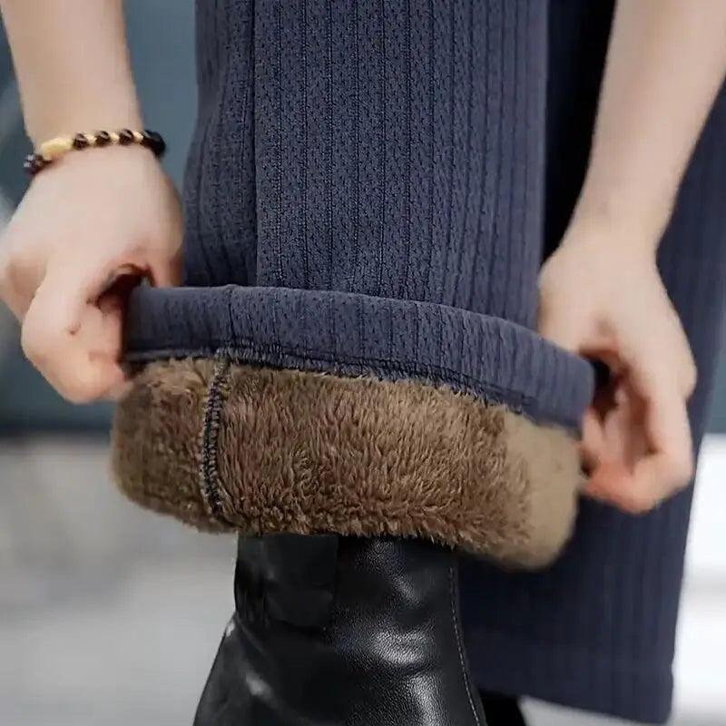 situation — Pantalón Ancho de Chenilla con Forro Polar – Cintura Alta Elástica
