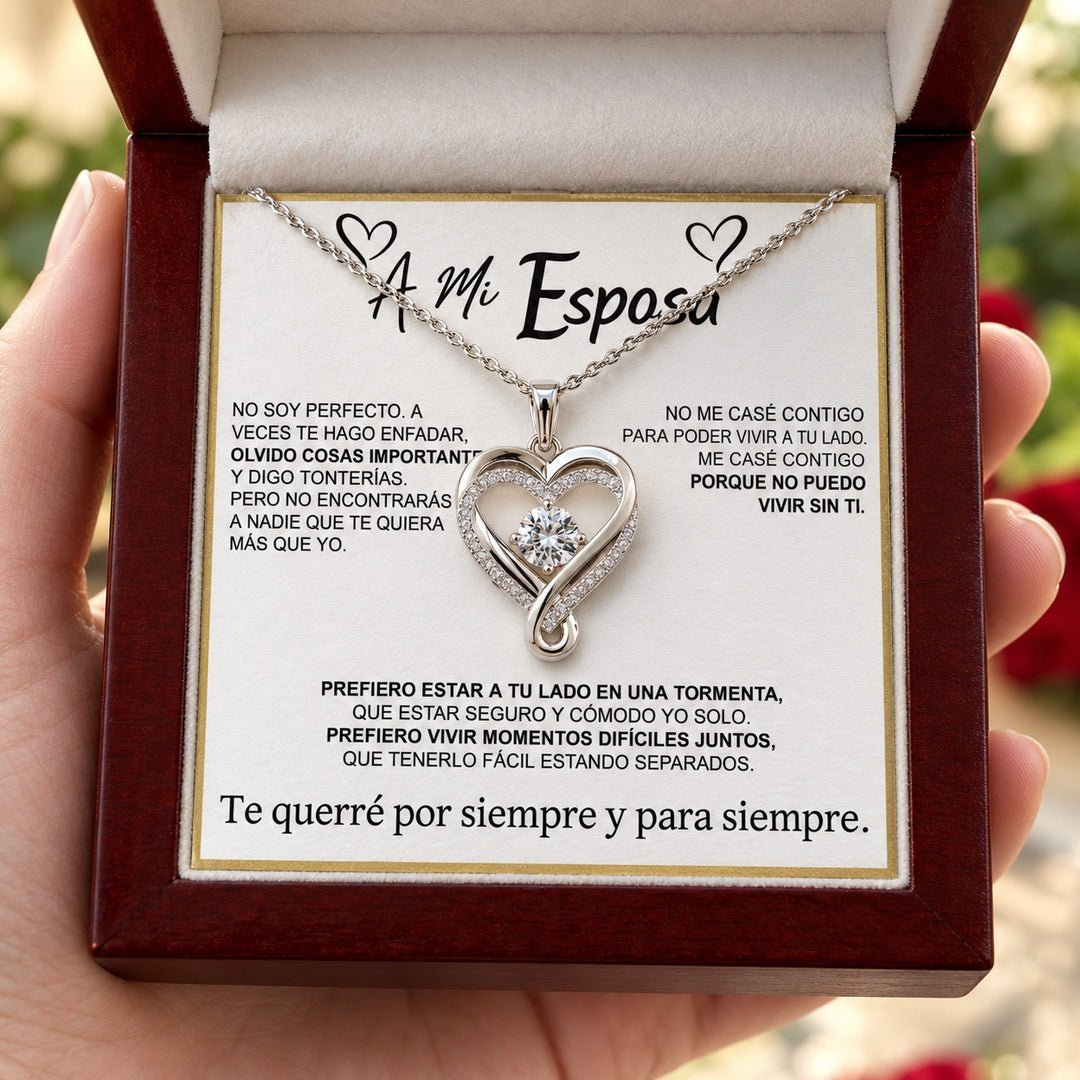 packshot — Collar Corazón Infinito «A Mi Esposa» con Tarjeta Dedicada
