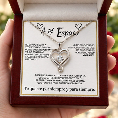 packshot — Collar Corazón Infinito «A Mi Esposa» con Tarjeta Dedicada