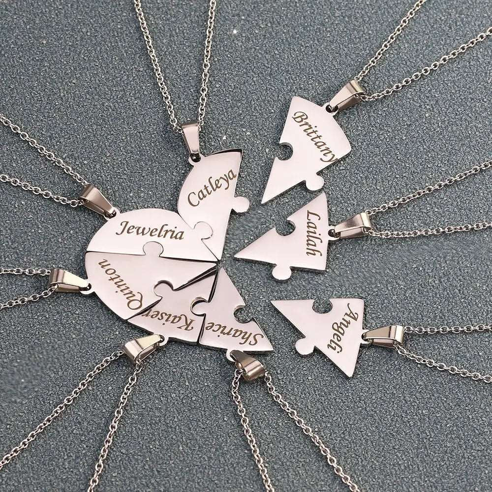 situation — Collar Corazón Puzzle con Nombres – De 2 a 8 Piezas Grabadas
