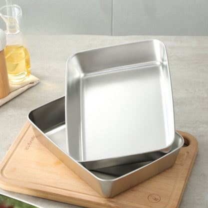 situation — Bandeja de Acero Inoxidable 304 con Tapa Transparente (25 × 20 × 6 cm)