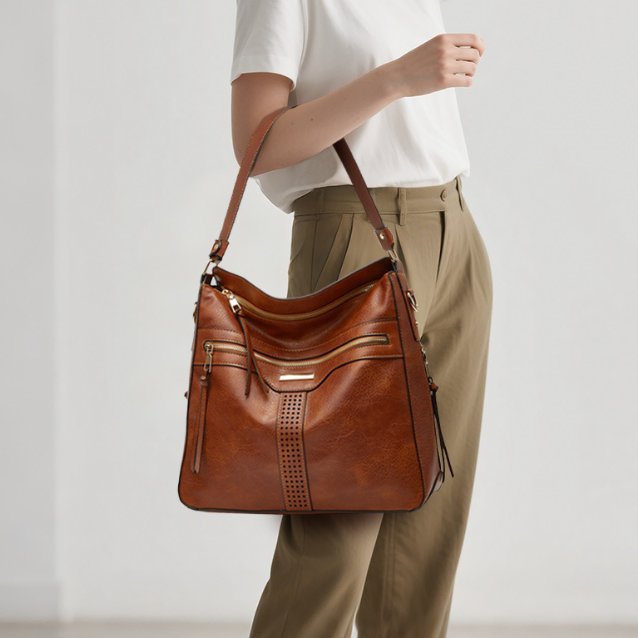 situation — Bolso Hobo Retro de Piel Suave – Gran Capacidad