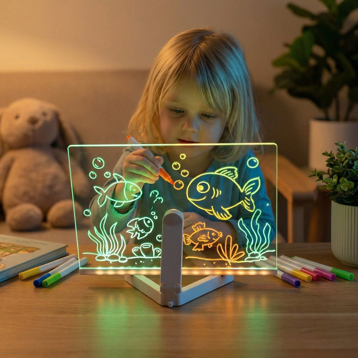 situation — Pizarra LED Mágica de Dibujo para Niños – Dibujos que Brillan en Colores Neón