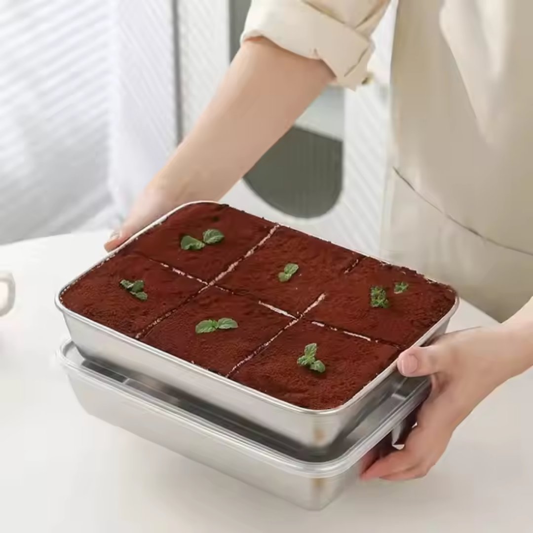 situation — Bandeja de Acero Inoxidable 304 con Tapa Transparente (25 × 20 × 6 cm)