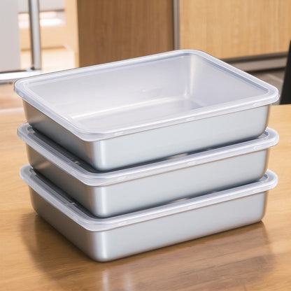 situation — Bandeja de Acero Inoxidable 304 con Tapa Transparente (25 × 20 × 6 cm)