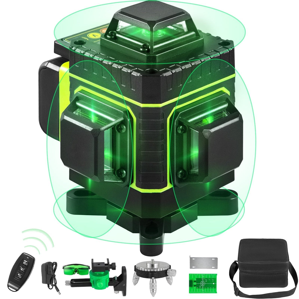 Nivel láser 4D autonivelante, 16 líneas verdes