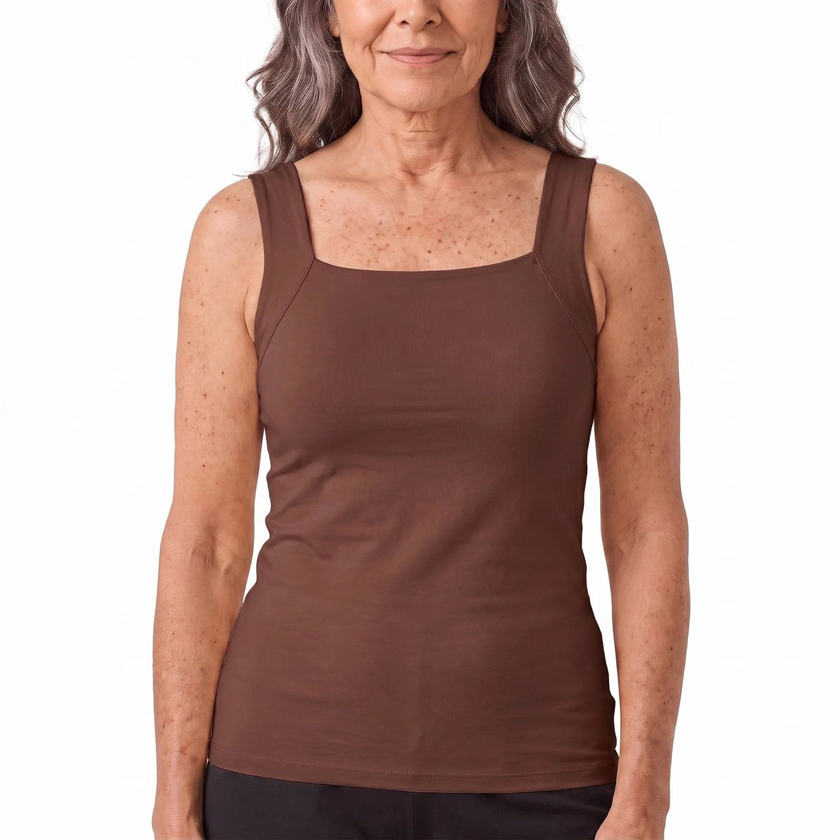 couleur Café — Blusa sin mangas con sujetador integrado y escote cuadrado