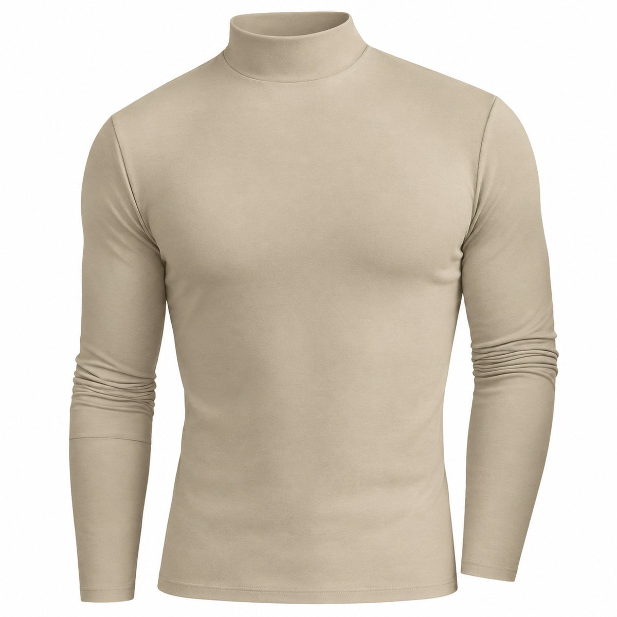 couleur Caqui claro — Camiseta de Cuello Alto para Hombre – Corte Entallado y Tejido Elástico