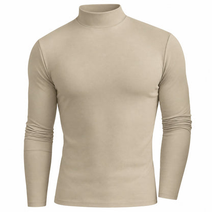 couleur Caqui claro — Camiseta de Cuello Alto para Hombre – Corte Entallado y Tejido Elástico