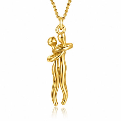 couleur Dorado — Collar Abrazo de Pareja – Dos Siluetas Enlazadas