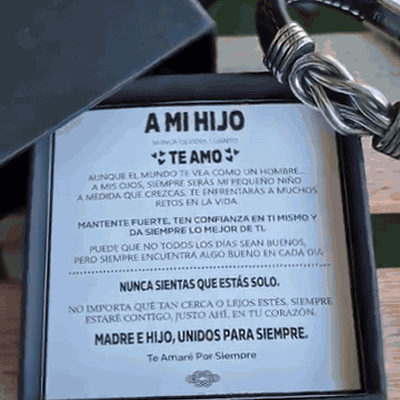 gif — Pulsera « A Mi Hijo » – Nudo Infinito de Cuero Trenzado