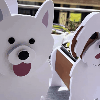 gif — Maceta Perro Shih Tzu Pintada a Mano — Jardinera Decorativa para Interior, Terraza y Jardín