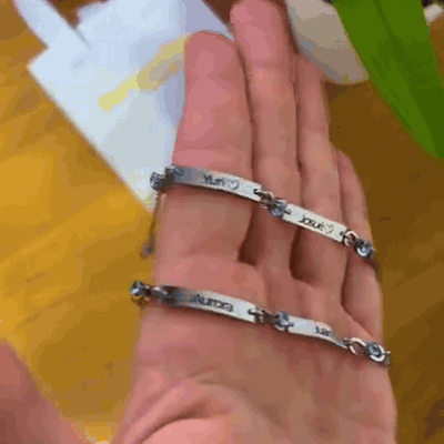 gif — Pulsera Infinito Personalizada con 3 Nombres – Acero Inoxidable Plateado