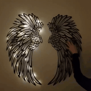 gif — Alas de Ángel de Metal para Pared – Decoración de Acero Calado