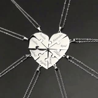 gif — Collar Corazón Puzzle con Nombres – De 2 a 8 Piezas Grabadas