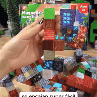 gif — Bloques Magnéticos Pixelados – Construye tu mundo (100 piezas)