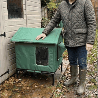 gif — Casita elevada para gatos de exterior – Impermeable y aislada