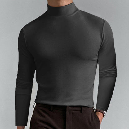 couleur Gris — Camiseta de Cuello Alto para Hombre – Corte Entallado y Tejido Elástico