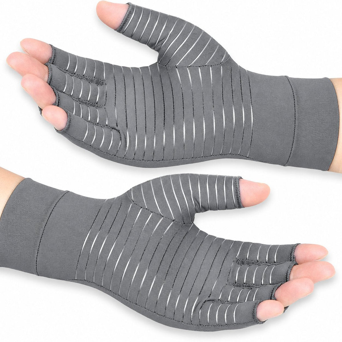 couleur Gris — ManoSuave™ – Guantes de Compresión sin Dedos (Par)