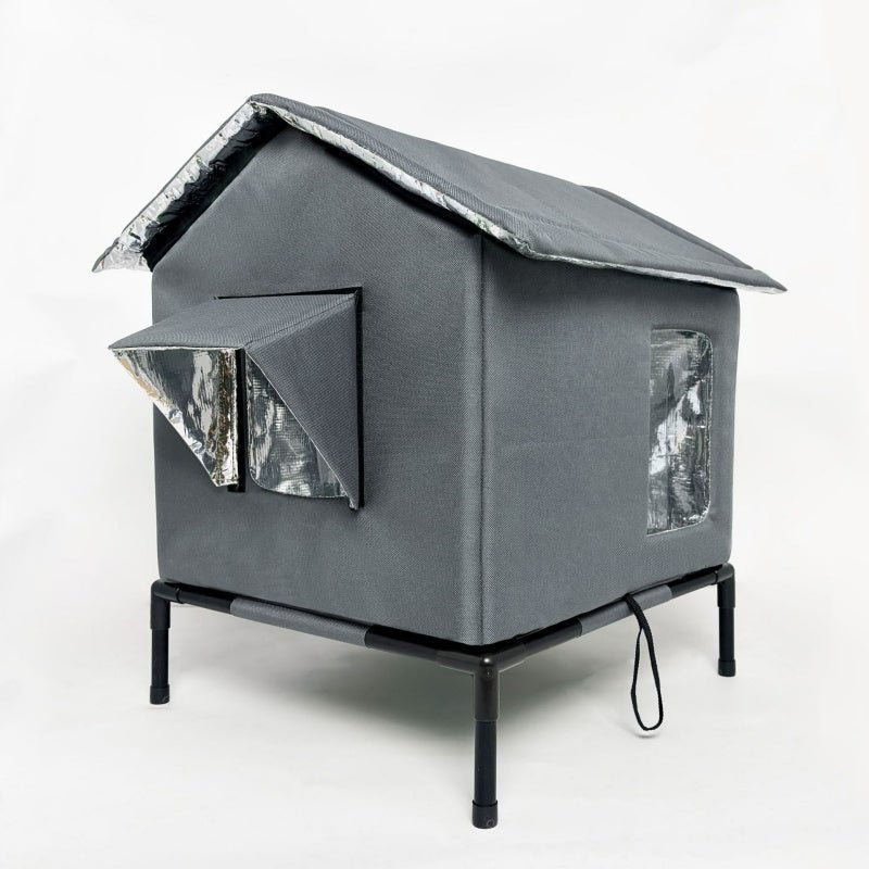 couleur Gris oscuro — Casita elevada para gatos de exterior – Impermeable y aislada
