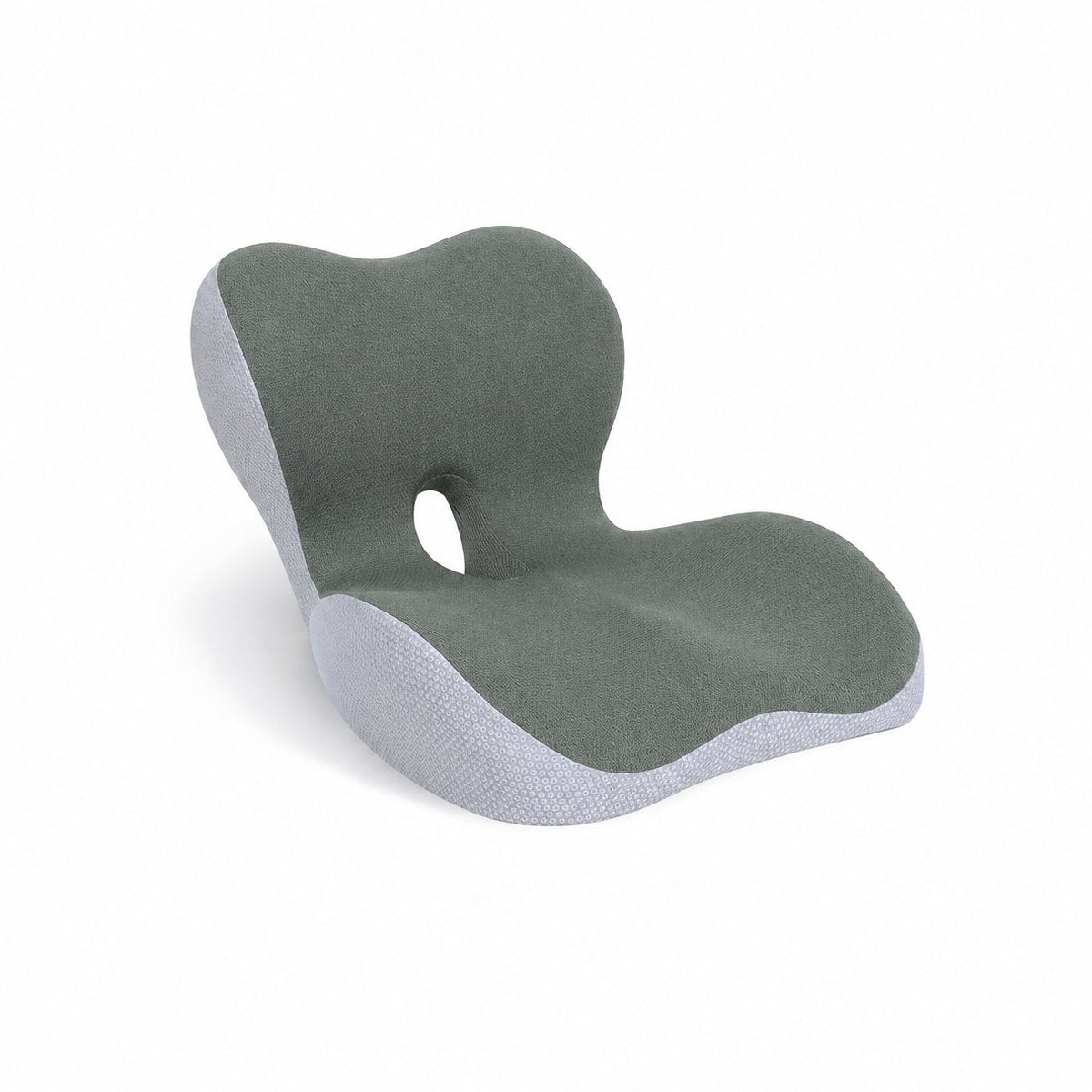 couleur Gris verde — Cojín Ergonómico con Respaldo Lumbar – Asiento y Respaldo de Espuma Viscoelástica en una Sola Pieza