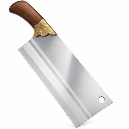 couleur Hoja pulida · mango de madera — Cuchillo Cebollero Chino Forjado – Hoja Rectangular