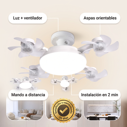 AeroLume™ — Plafón LED con 4 Ventiladores Orientables