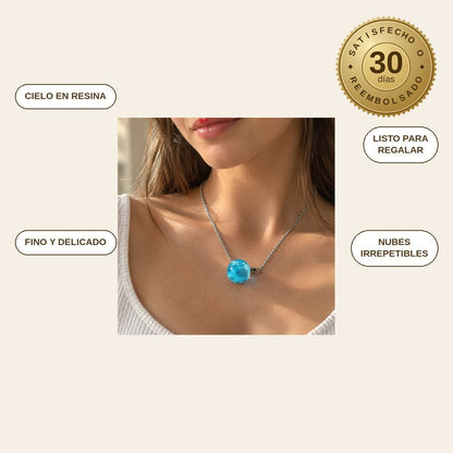 infographie — Collar Cielo – Colgante de Resina con Nubes